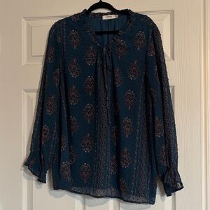 Teal Paisley Blouse